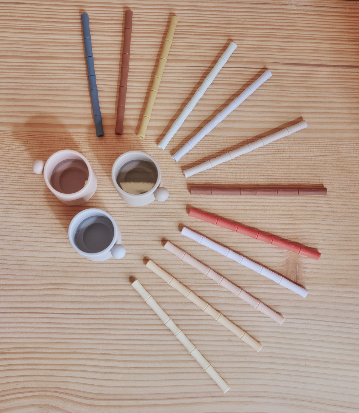 OYOY Bamboo Silicone Straw 6pcs Caramel-Blue