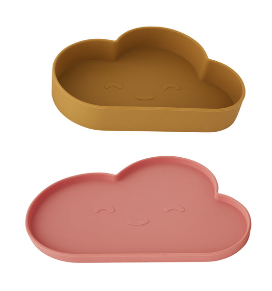 OYOY Cloud Silicone Kids Plate & Bowl Set Coral