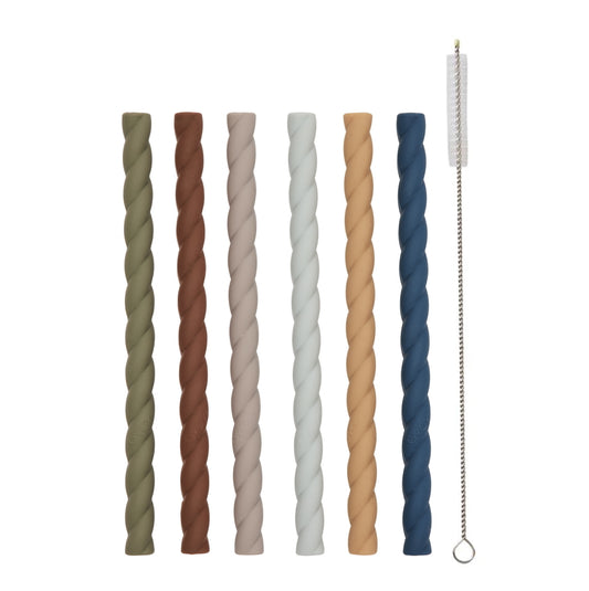 OYOY-mellow-silicone-straw-6pcs-caramel
