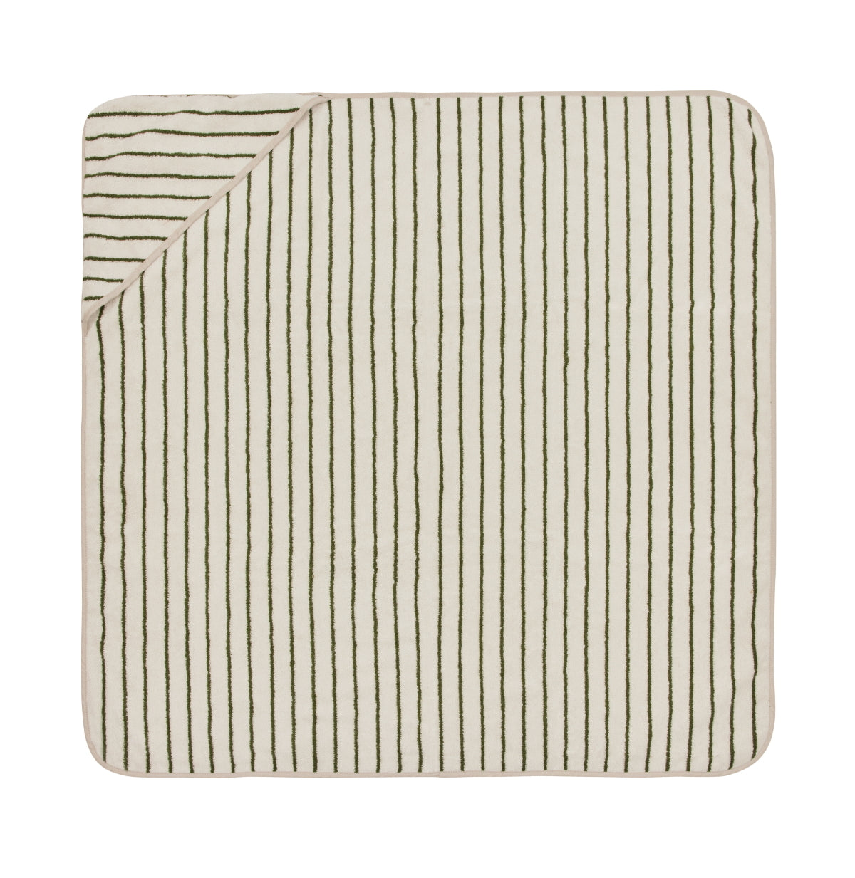 OYOY Raita Organic Cotton Kids Hooded Towel Green-Offwhite