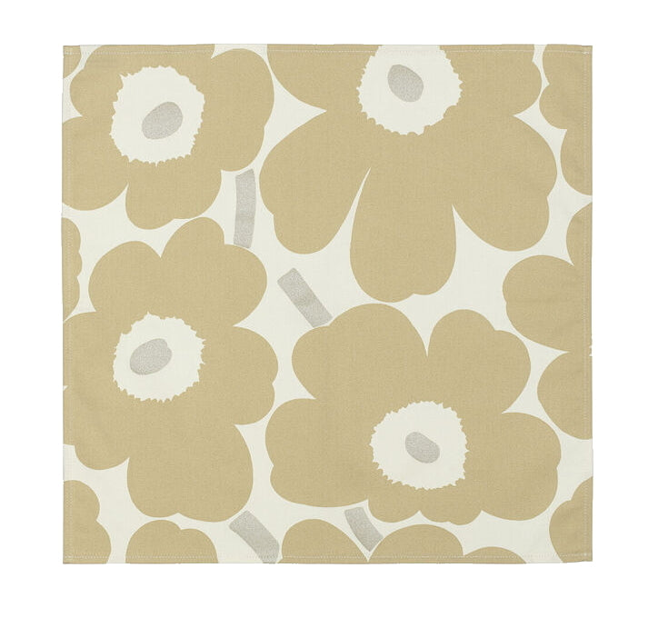 Marimekko-unikko-cotton-napkin-43x43-6pk-beige-metallic