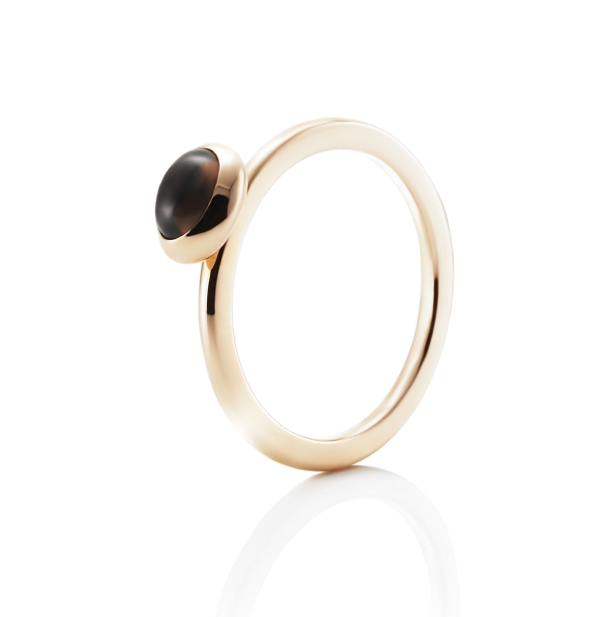 Love Bead Ring Smokey Quartz Gold