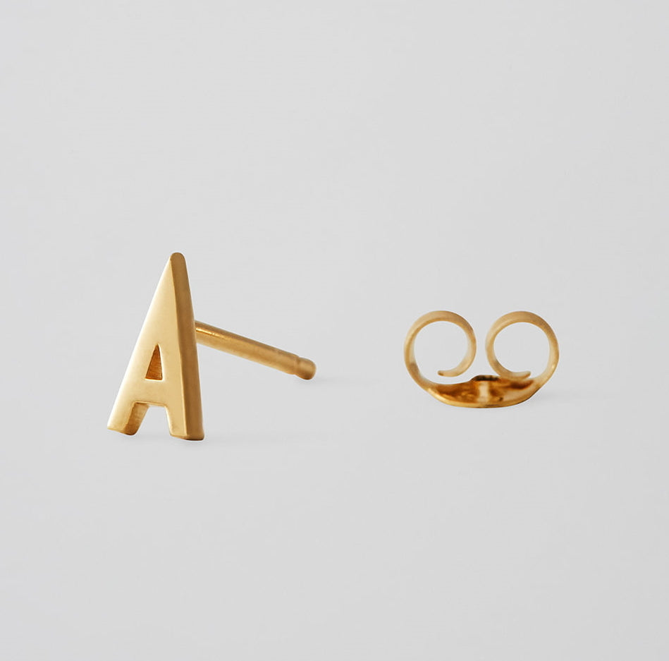 Earring Stud Gold A-Z