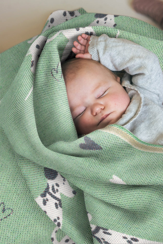 Ekelund Dalmatiner Organic Cotton Baby Blanket Green