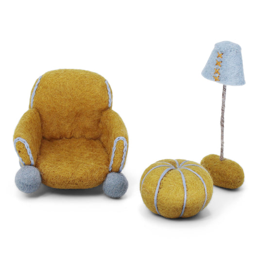 Gry & Sif Felted Chair, Pillow & Lamp Mini ochre
