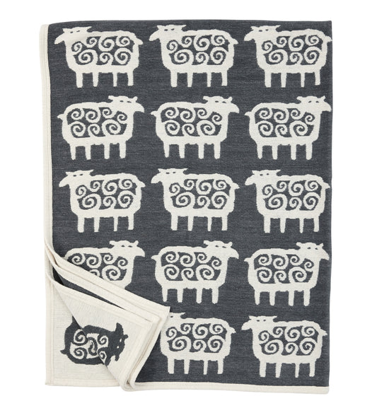 Klippan Black Sheep Organic Cotton Blanket Dark Grey