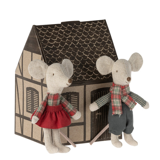 Maileg Winter Mice Twins in a House