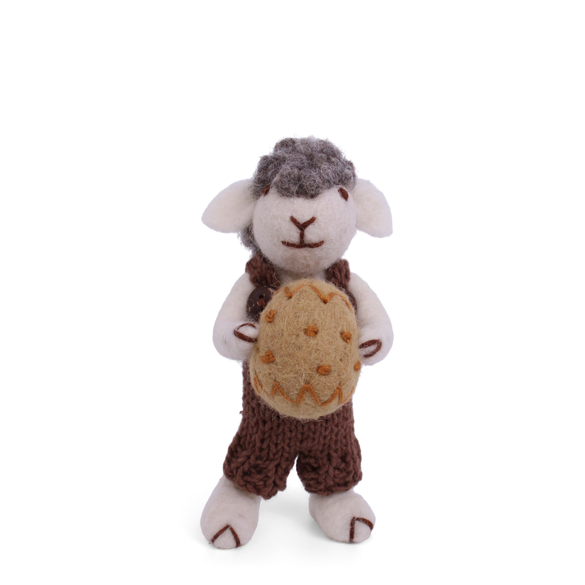 Gry & Sif Grey Sheep Brown Pants & Egg