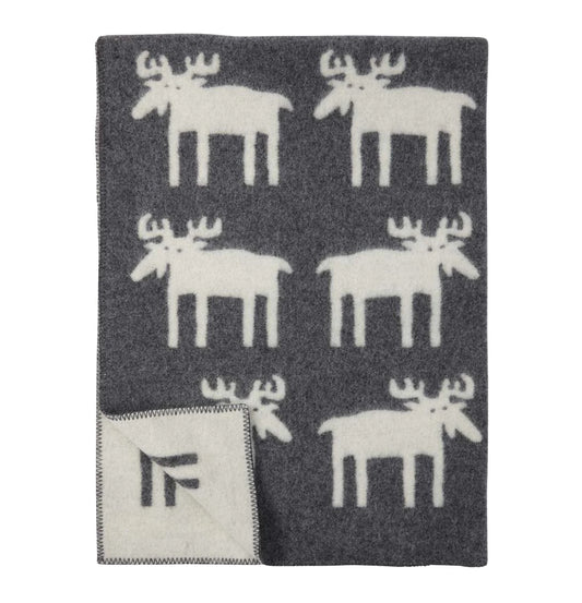 Klippan Moose Wool Blanket Grey-White