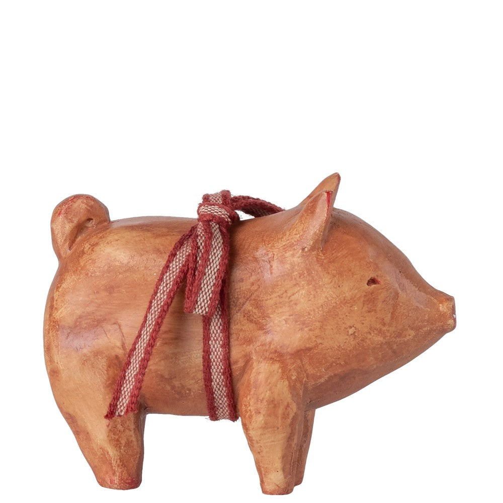 Maileg Pig With Ribbon Rose