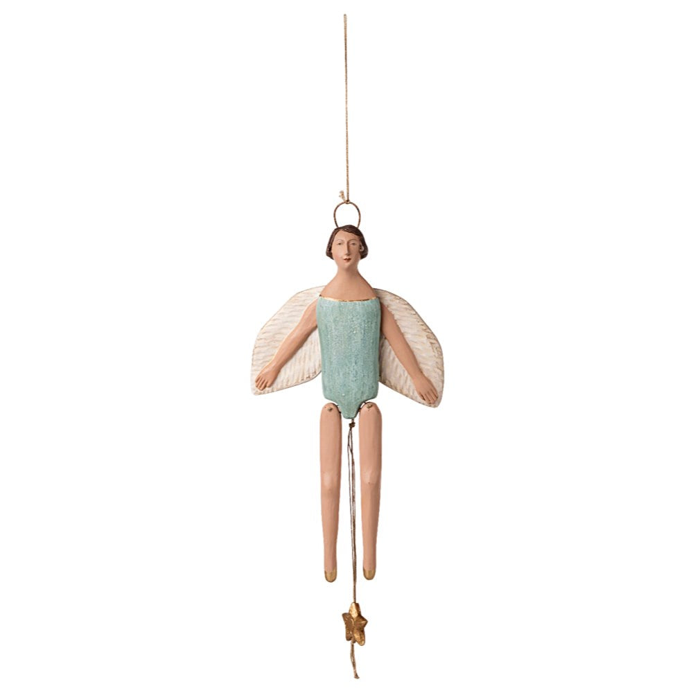 Maileg Angel Jumping Jack With Halo Medium Light Mint