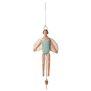 Maileg Angel Jumping Jack With Halo Medium Light Mint