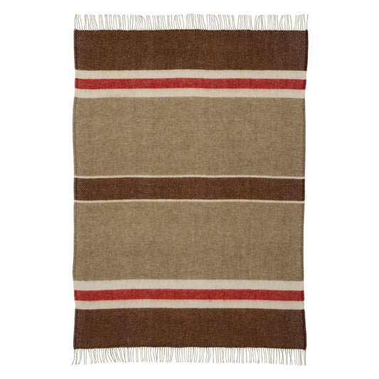 Klippan Gotland Stripe Midi Wool Blanket Brown