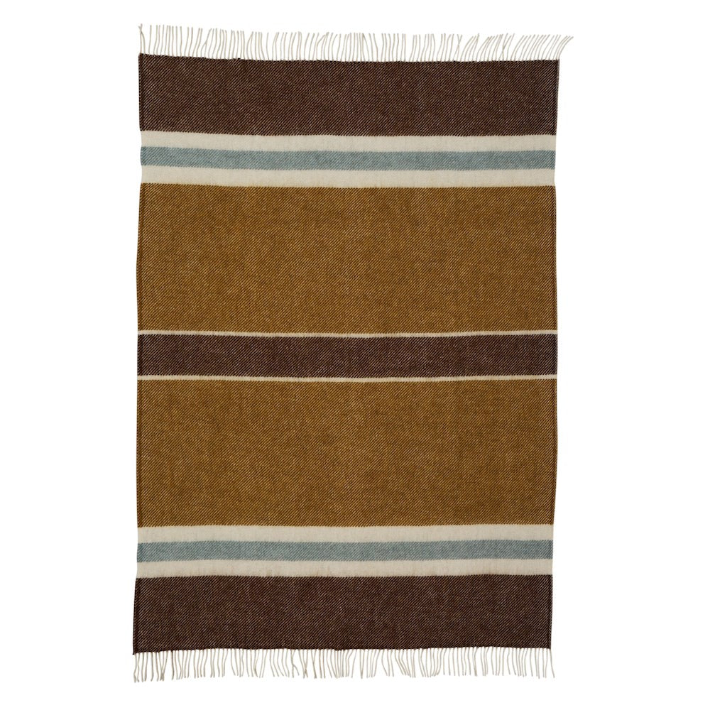 Klippan Gotland Stripe Midi Wool Blanket Walnut