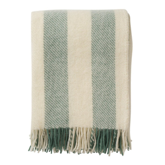 Klippan Gotland Vertical Stripe Wool Blanket Green