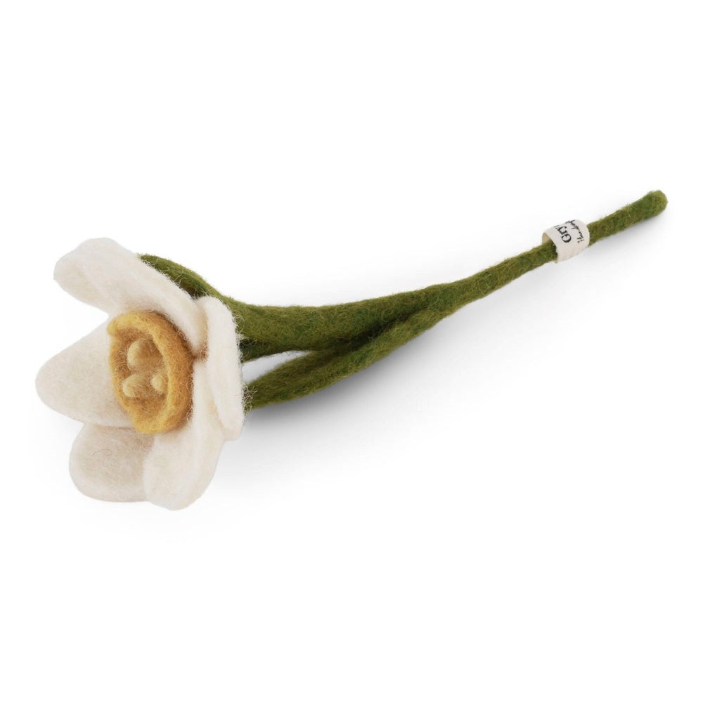 Gry & Sif Daffodil Felted Flower White Small