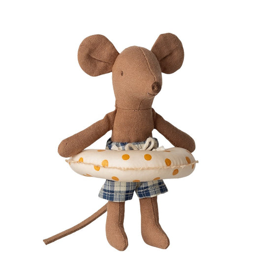 Maileg Beach Mouse with Float Little Brother Yellow Dots