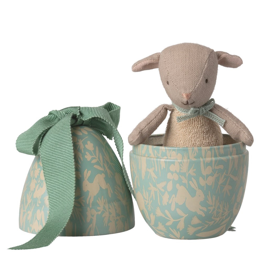 Maileg Easter Egg Small with Micro Lamb Dusty Mint