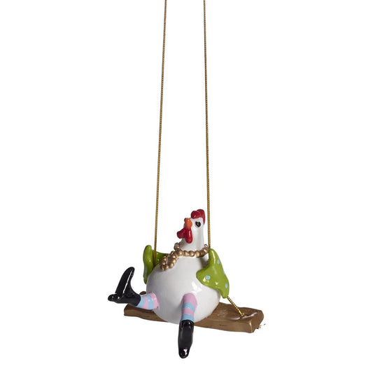 Naasgransgarden Hen on a Swing Ornament 7cm
