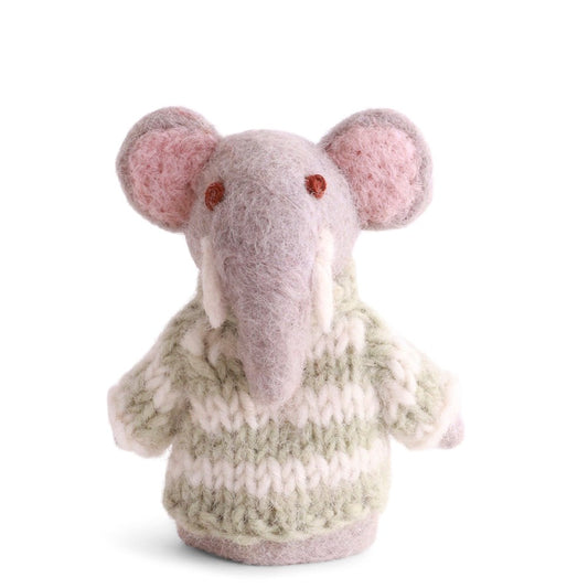 Gry & Sif Felted Finger Puppet Elephant