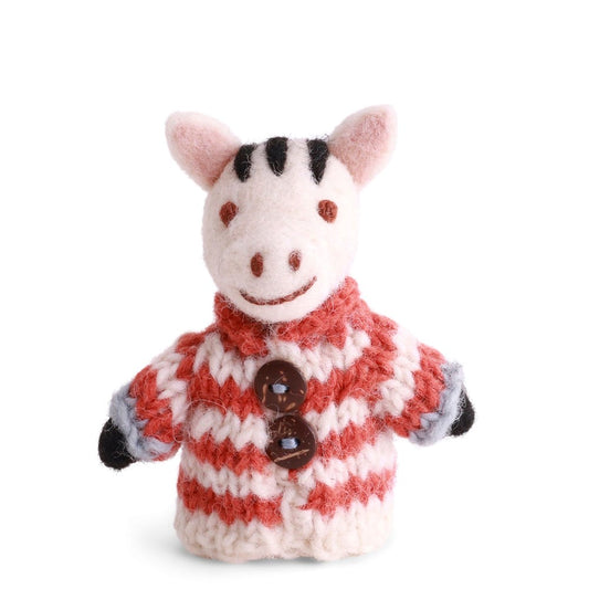 Gry & Sif Felted Finger Puppet Zebra