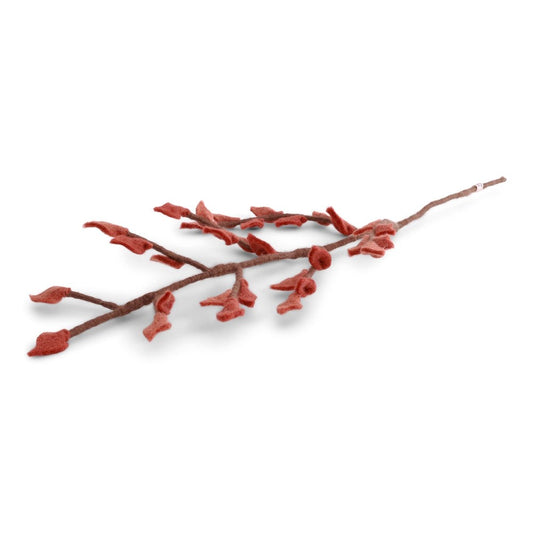 Gry & Sif Felted Branch w/Rusty Red Leaves