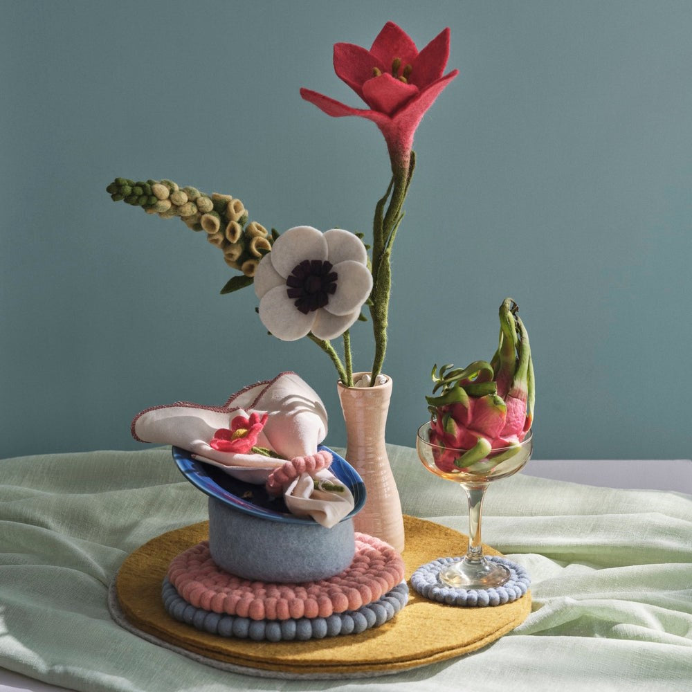 Gry & Sif French Anemone Felted Flower White