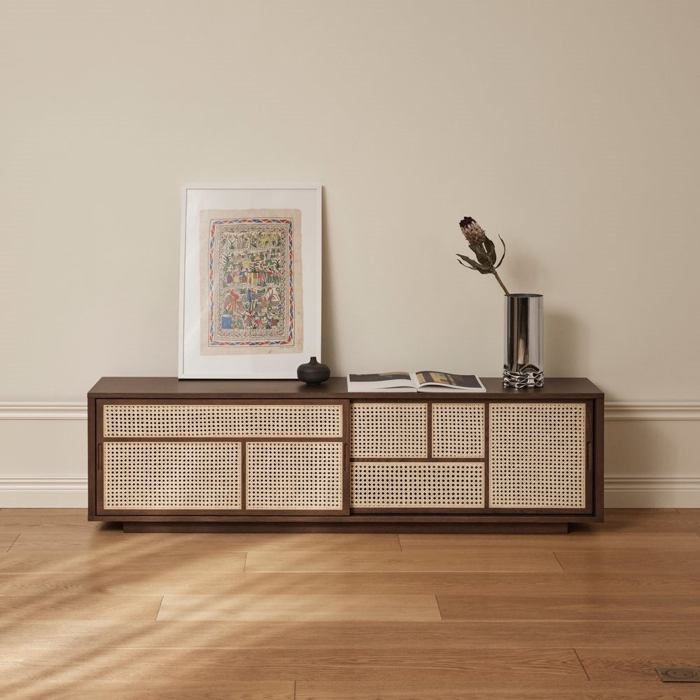 Design House Stockholm Air Sideboard Low Dark Oak-Rattan