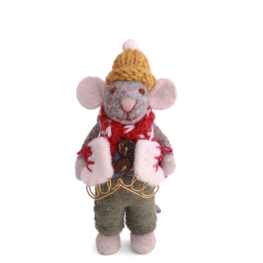 Gry & Sif Mouse Boy Small Grey Waistcoat & Ice Skates