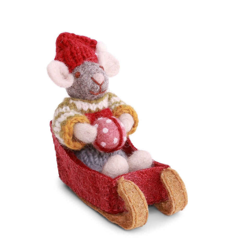 Gry & Sif Mouse Boy Small Grey in Sled