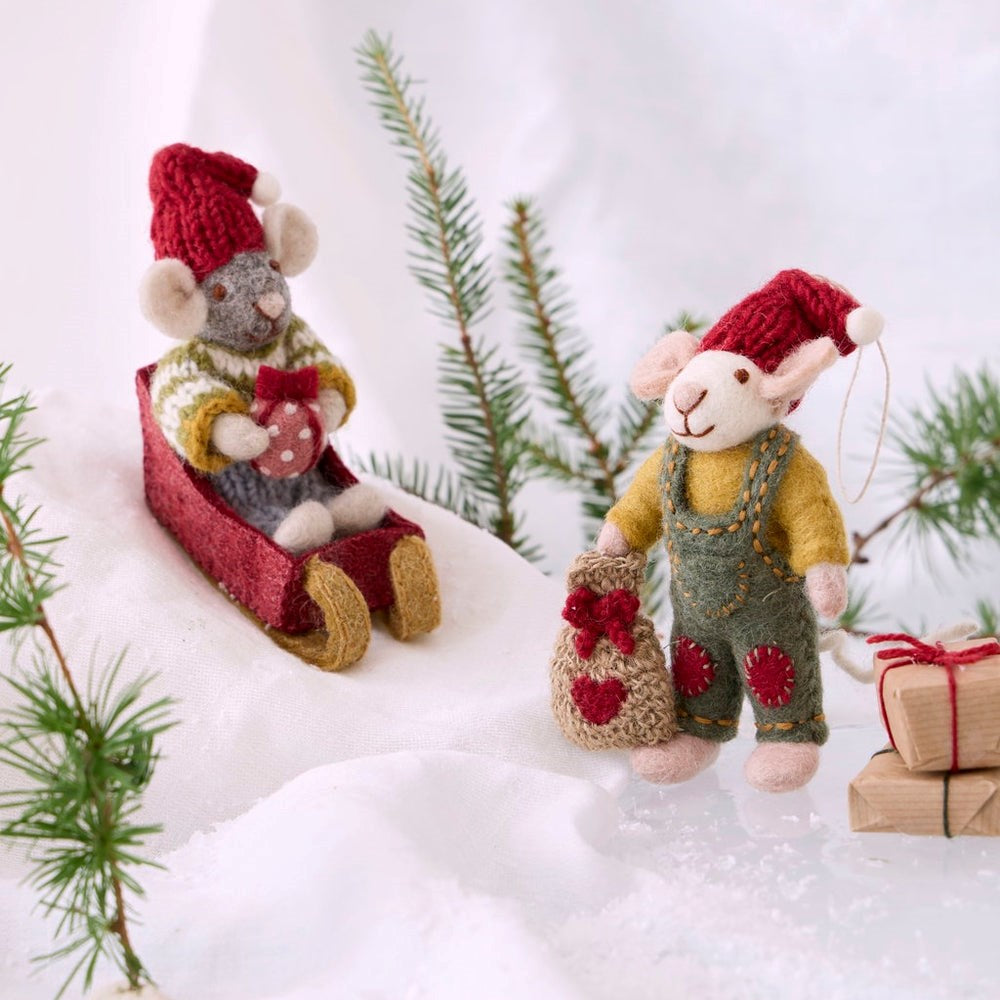 Gry & Sif Mouse Boy Small Grey in Sled