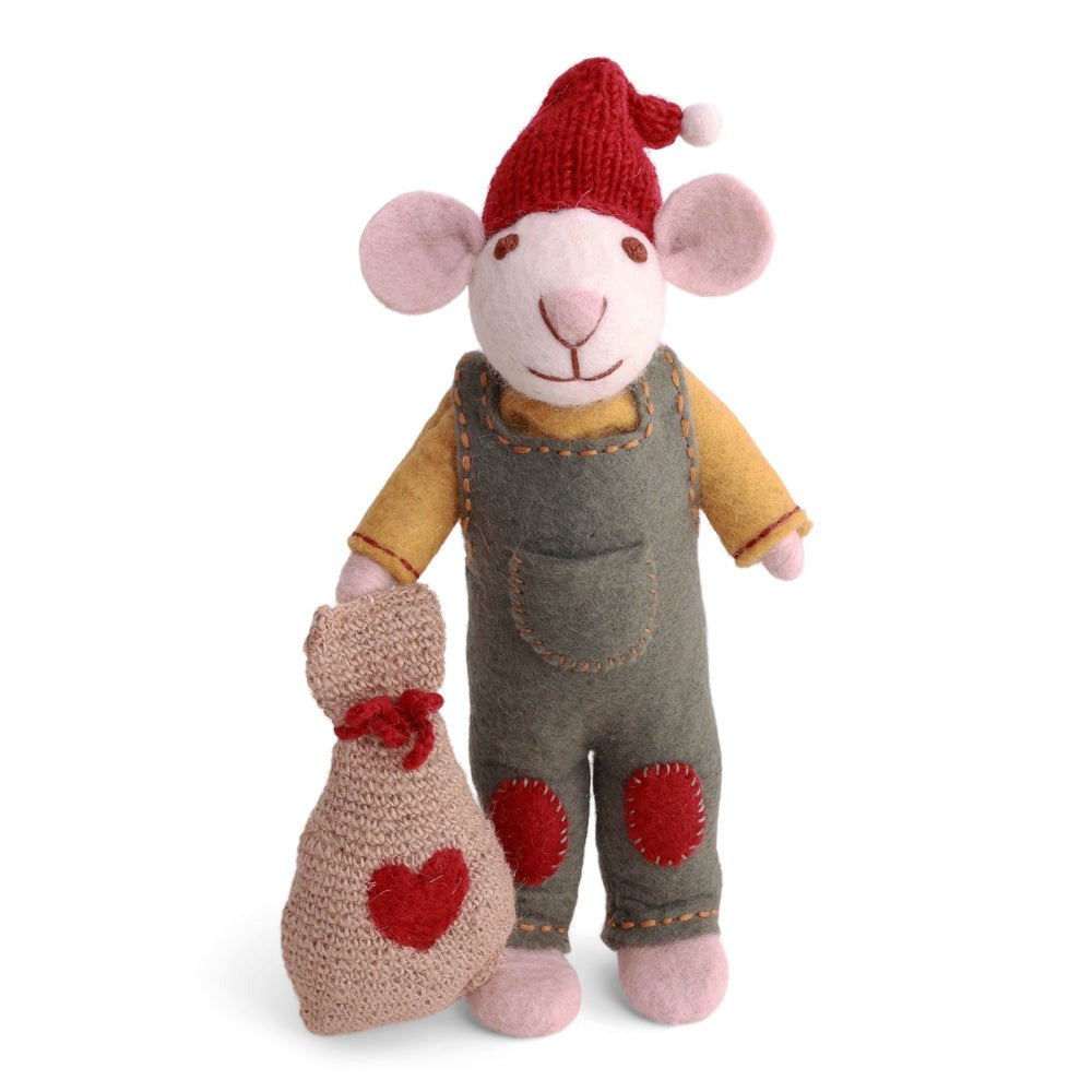 Gry & Sif Mouse Boy Medium White with Gift Bag