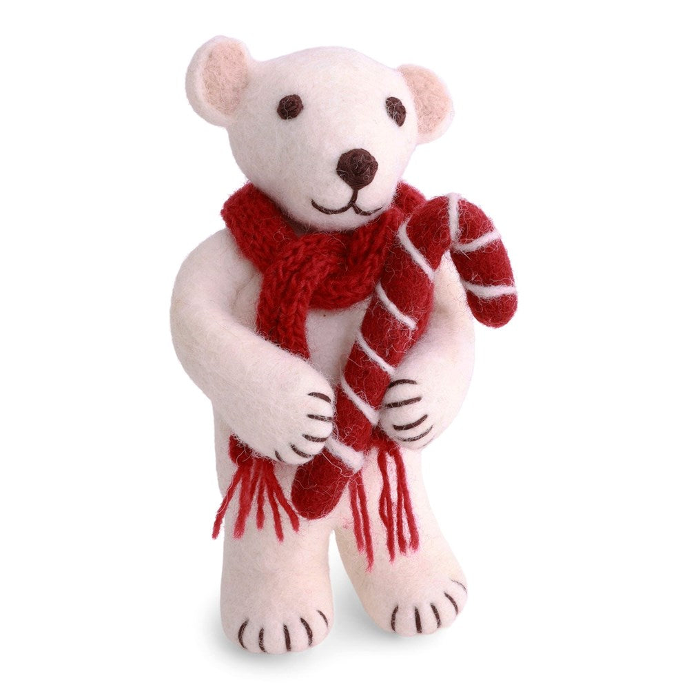 Gry & Sif Polar Bear Medium with Candy Cane