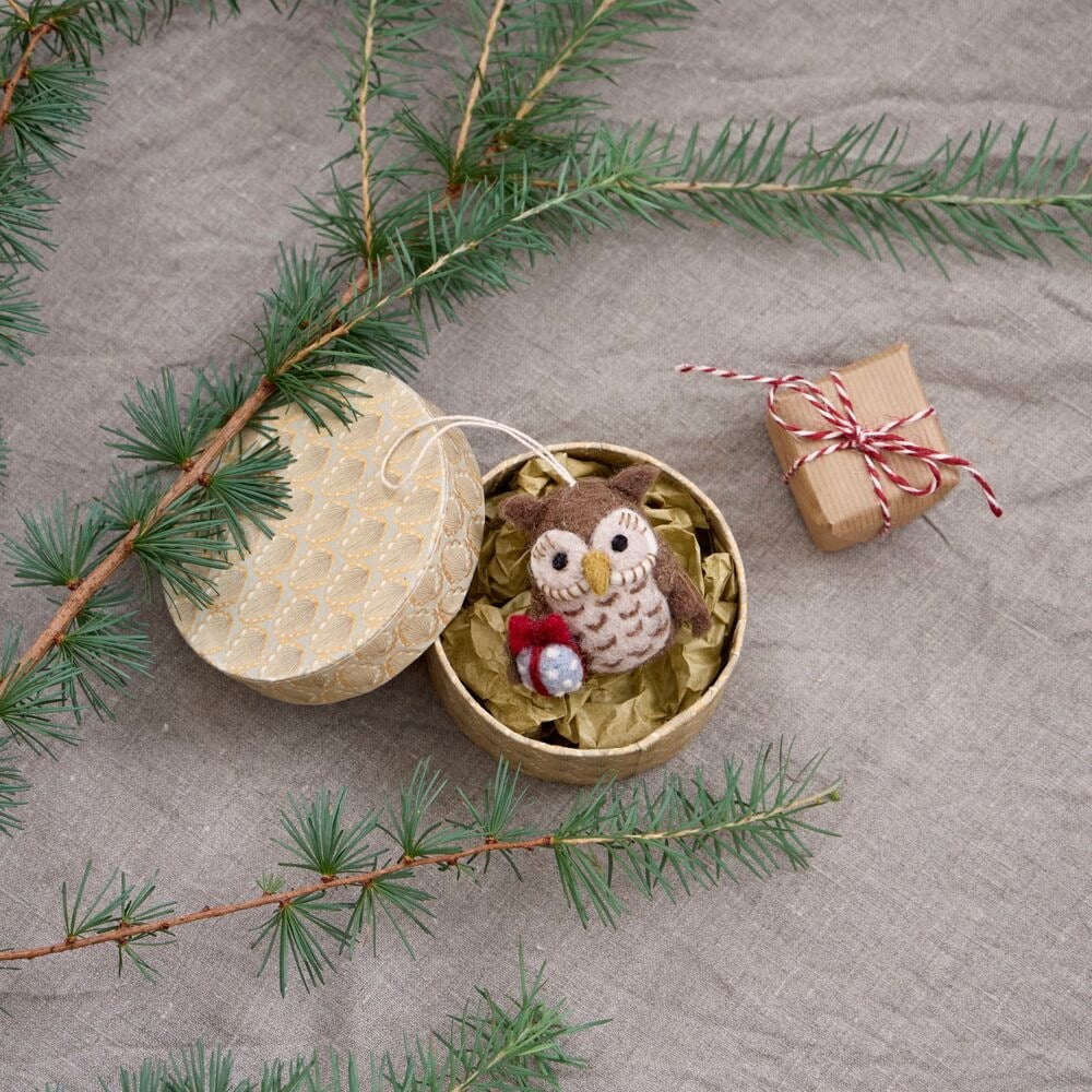 Gry & Sif Owl with Gift Felt Decoration