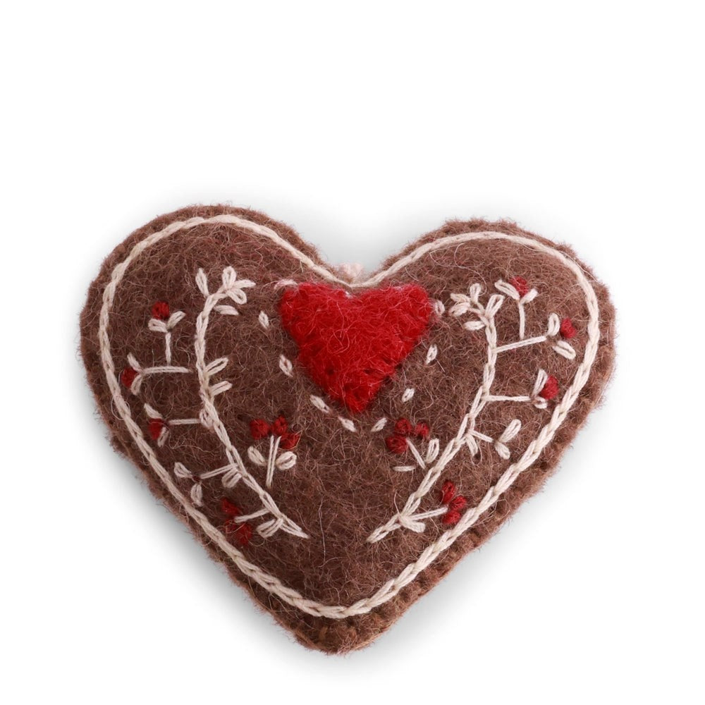 Gry & Sif Gingerbread Heart Felt Decoration