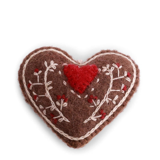Gry & Sif Gingerbread Heart Felt Decoration