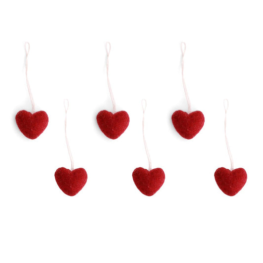 Gry & Sif Mini Hearts Red Felt Decoration 6pack