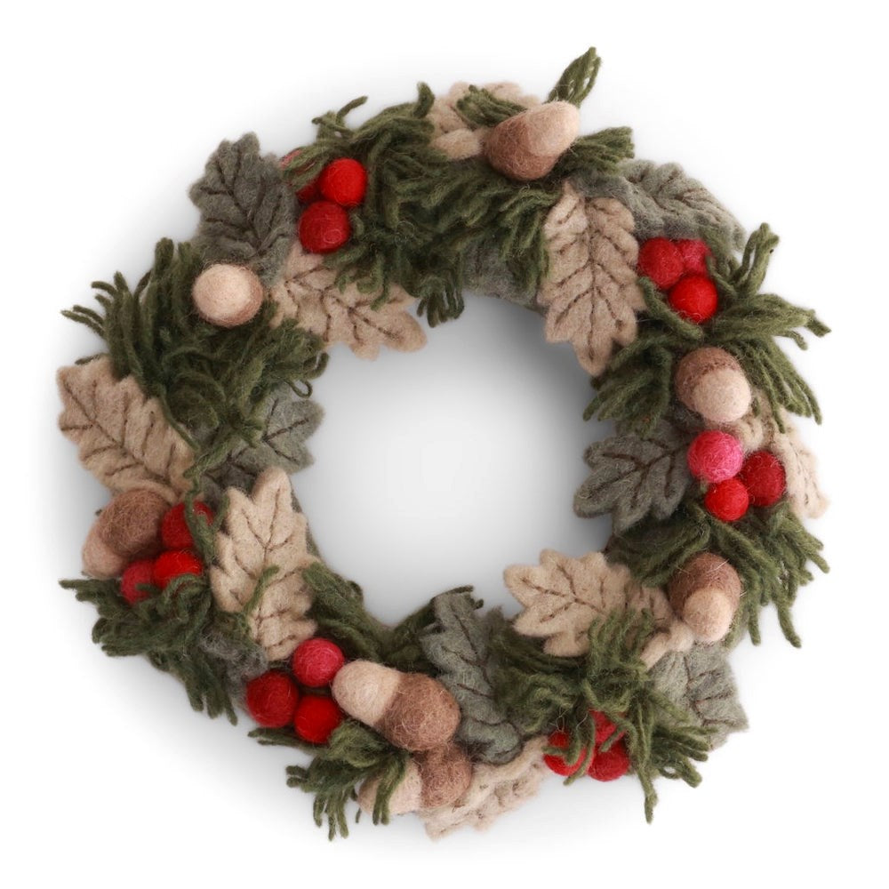 Gry & Sif Christmas Wreath Red Berries & Acorns