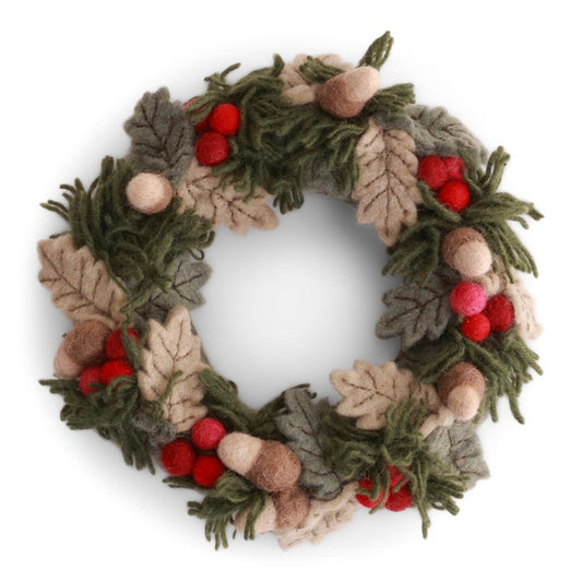 Gry & Sif Christmas Wreath Red Berries & Acorns