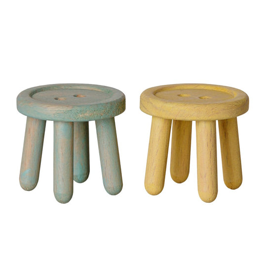 Maileg Stool Set Mouse Mint-Light Yellow