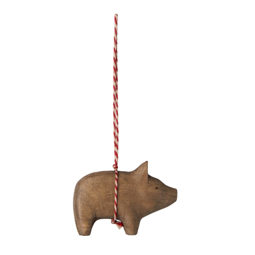 Maileg Pig Wooden Ornament Nature