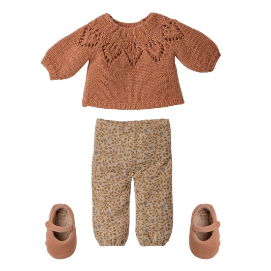 Maileg Pants & Knitted Sweater Size 3 Vintage Powder