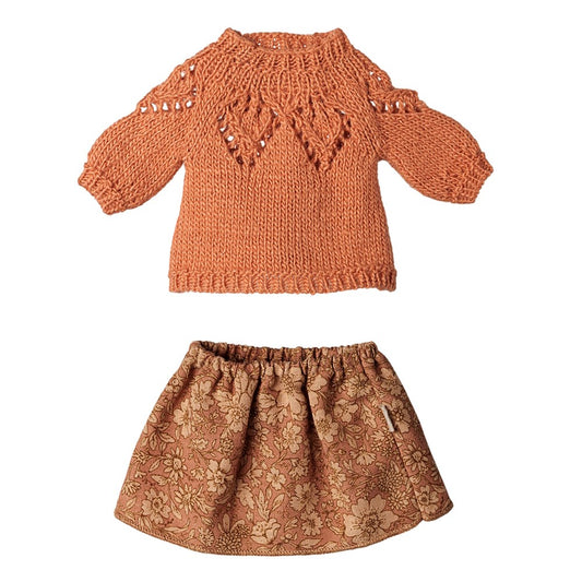 Maileg Skirt & Knitted Sweater Medium Mouse