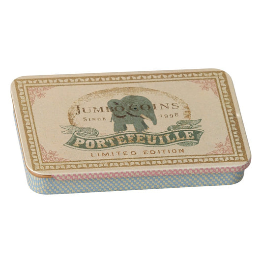Maileg Metal Box Sliding Lid Jumbo Coins Blue