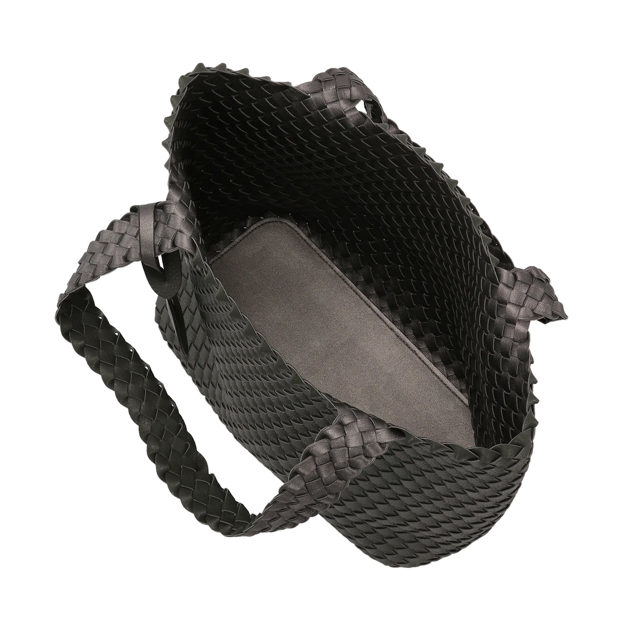 IlseJacobsen-woven-tote-bag-black-gun-metal