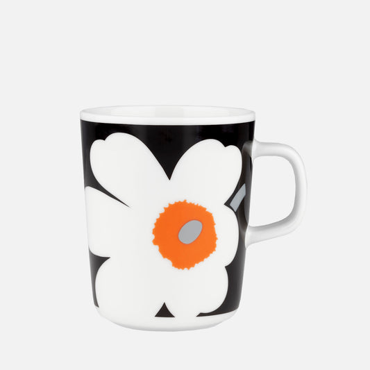 Marimekko-unikko-mug-2-5dl-white-black-orange