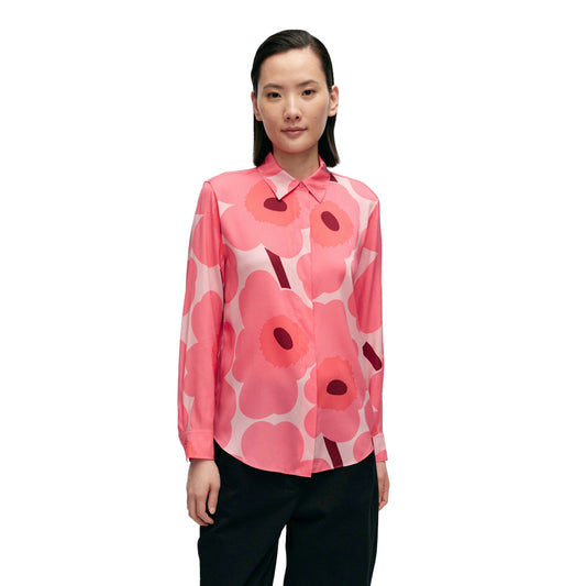 Marimekko Maija Unikko Silk Shirt Pink