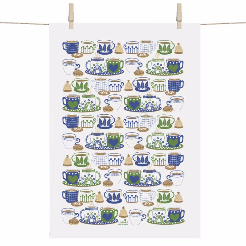 Anneko Blue Fika Tea Towel & Dishcloth Gift Set