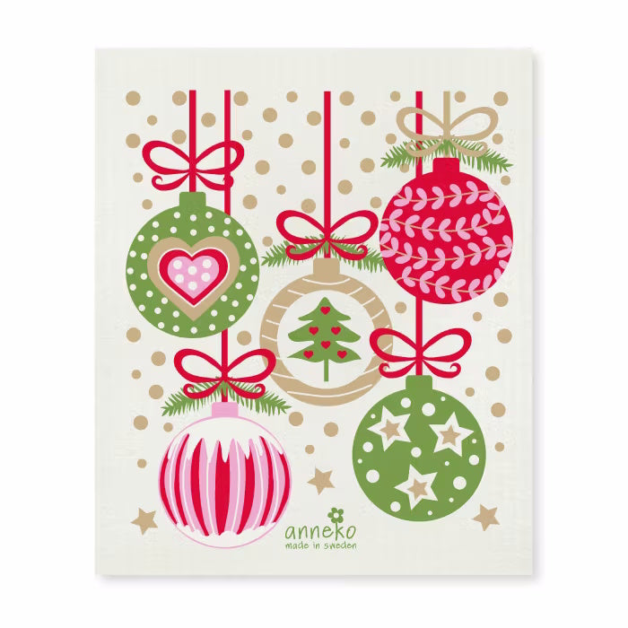 Anneko Christmas Baubles Tea Towel & Dishcloth Gift Set