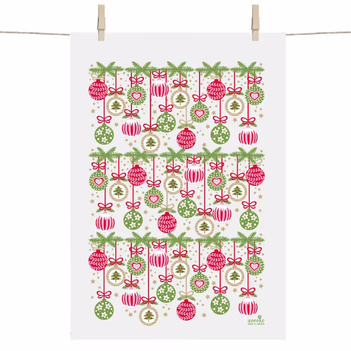 Anneko Christmas Baubles Tea Towel & Dishcloth Gift Set